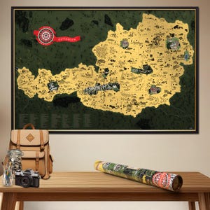 Scratch off map - Austria (DELUXE XL gold version)