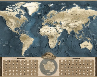 Mapa MUNDIAL para rascar - Edición Café (XL y XXL)