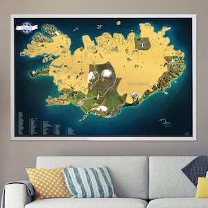 Carte à gratter de l'Islande (Ísland) Deluxe XL - or