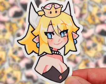 Bowsette meme sticker - 3x3 cute kawaii vinyl die cut sticker
