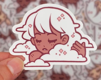 Sticker Cloudy Dream Woman | 2 opties | Gestanste vinylstickers | Empowerment & Love Original Art Stationair ontwerp