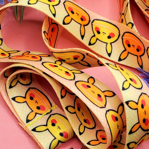 Pika CHEW Macaron lanyard | Pokemon Pikachu cute Cafe double-sided print lanyard with clasp