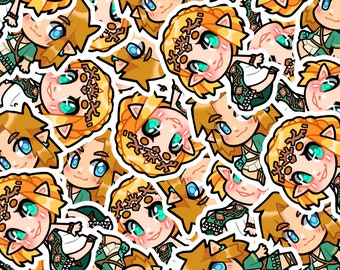 Chibi Prinses & haar Kleine Ridder stickers | waterdichte vinyl gestanste stickerset