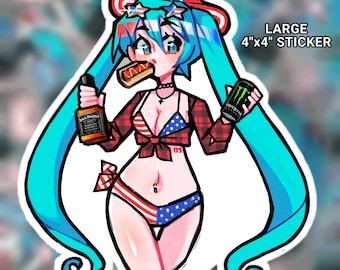 Midwest American Miku sticker | LARGE 4x4 sticker | Vinyl die-cut matte decal sticker