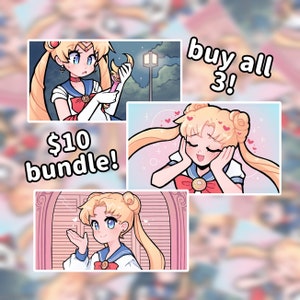 Magical Girl Redraw Stickers | 3 DESIGNS | Kawaii Anime Aesthetic | Die-Cut Vinyl Sticker | Laptop Decal | Water Bottle Sticker