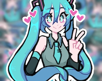 Miku hearts Sticker | Die-Cut Vinyl 3x3 Sticker | Kawaii Aesthetic fan anime