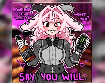Drink with Me Darling Sticker | LARGE 4x4 | die-cut vinyl sticker
