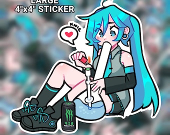 Pegatina de Miku Miku Bongo / Vinilo troquelado mate de 4x4