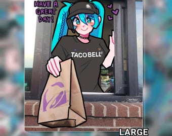Fast food Miku sticker | LARGE 4x4 | die-cut vinyl sticker