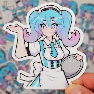 Cafe Maid Miku Vocaloid Sticker | Kawaii Aesthetic | Waterproof Die-Cut Vinyl Sticker | Laptop Decal | Water Bottle Sticker