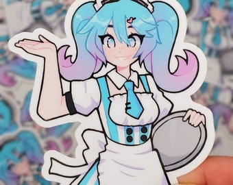 Cafe Maid Miku Vocaloid Sticker | Kawaii Aesthetic | Waterproof Die-Cut Vinyl Sticker | Laptop Decal | Water Bottle Sticker