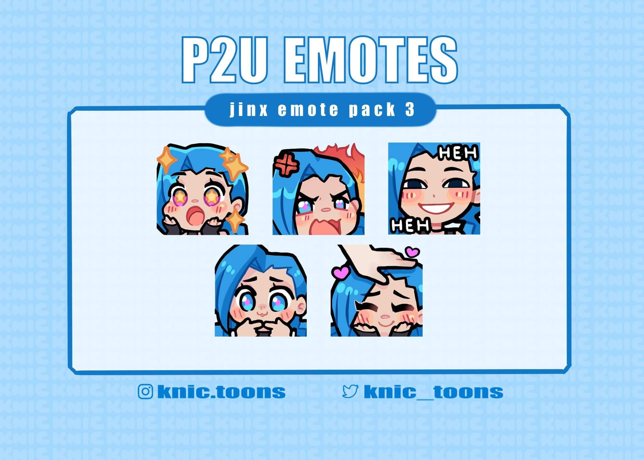 P2U Jinx Emotes for Discord/Twitch - PACK 3