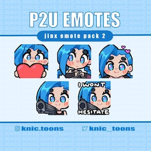 Emotes de Jinx de P2U para Discord/Twitch - PAQUETE 2