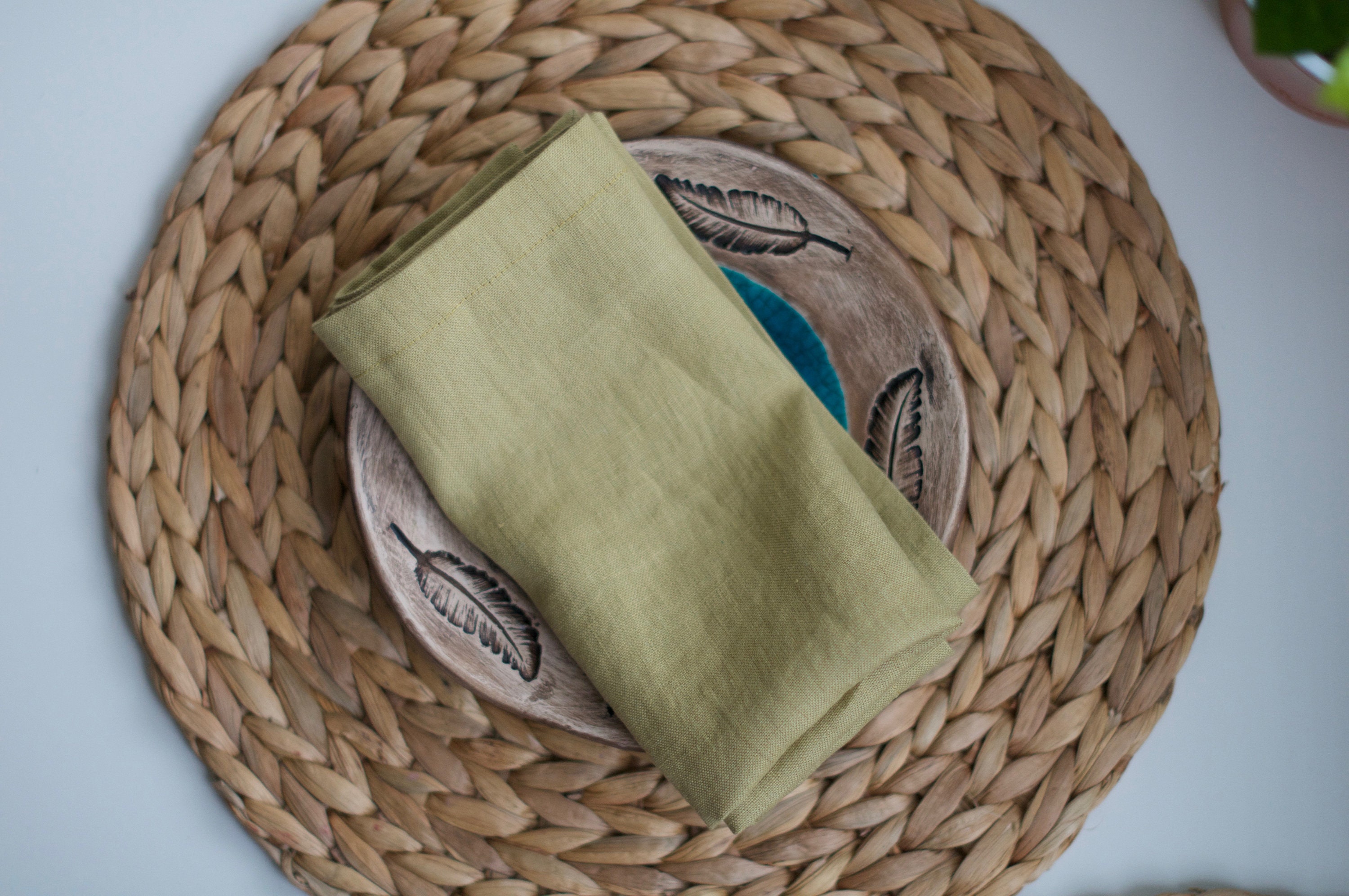 Washed linen napkins Set of 2 4 6 OLIVE and other colors Etsy