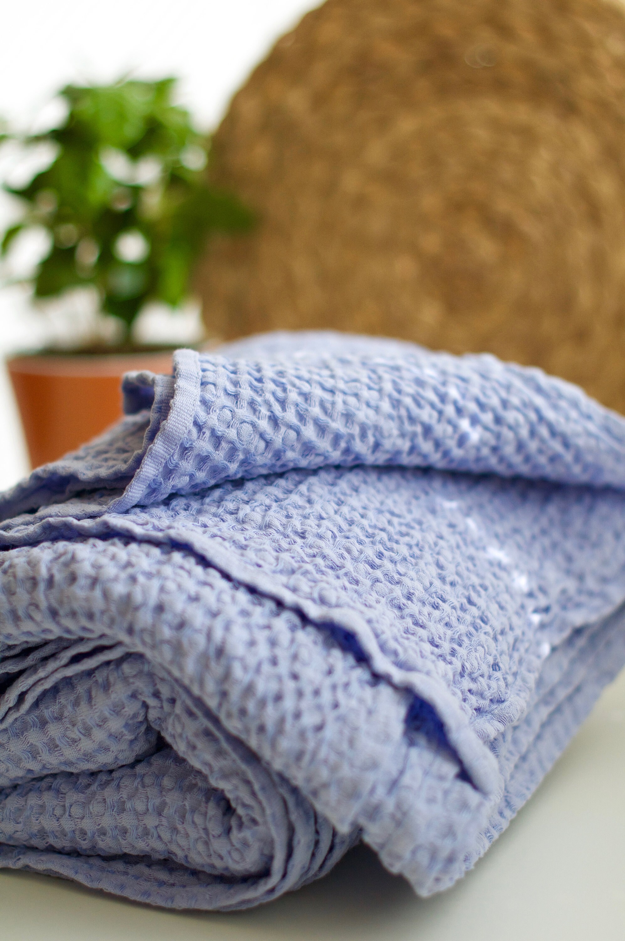 Waffle Linen Bed Throw in LILAC Color. Handmade Soft Living Etsy