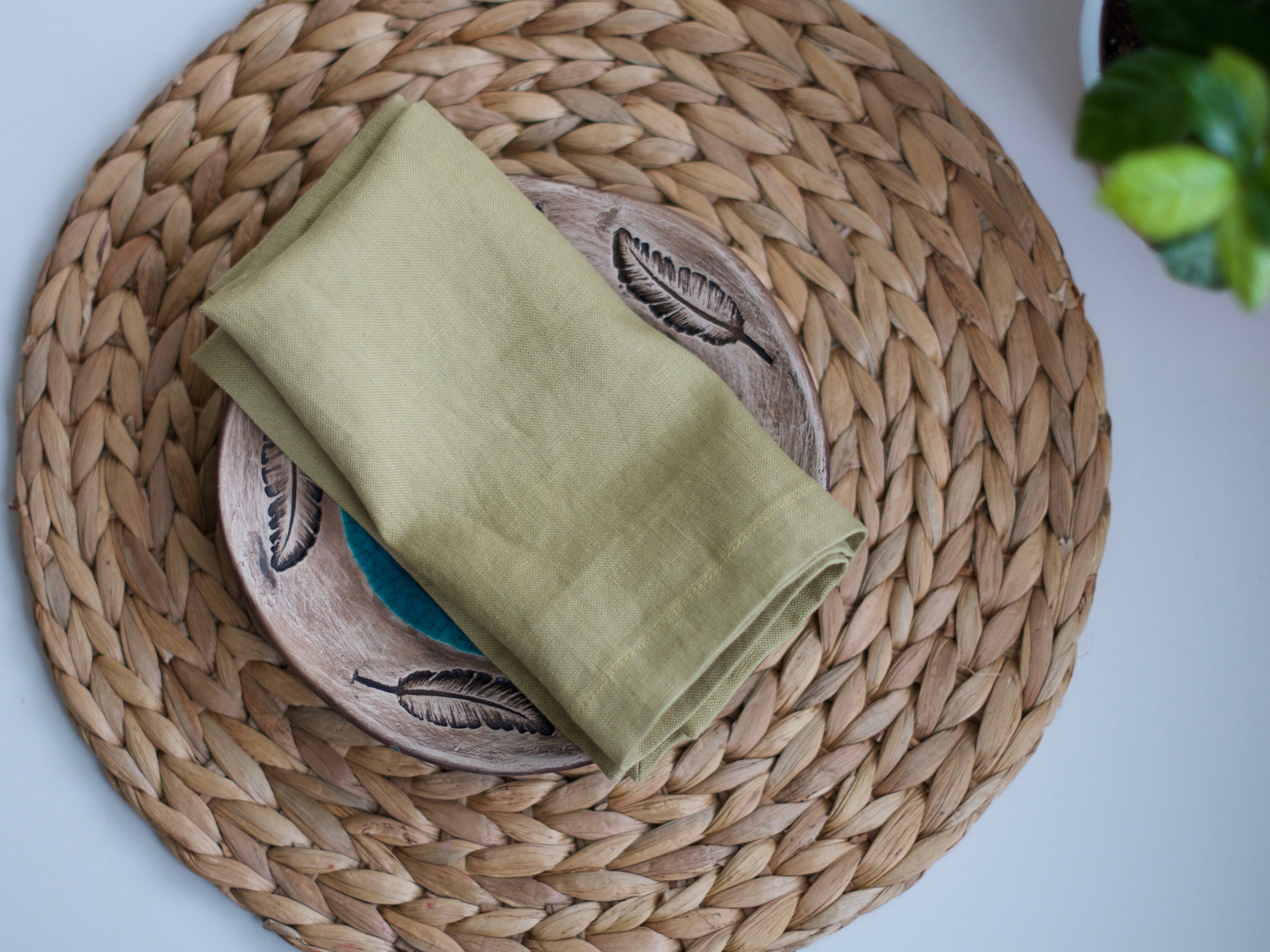 Washed linen napkins Set of 2 4 6 OLIVE and other colors Etsy