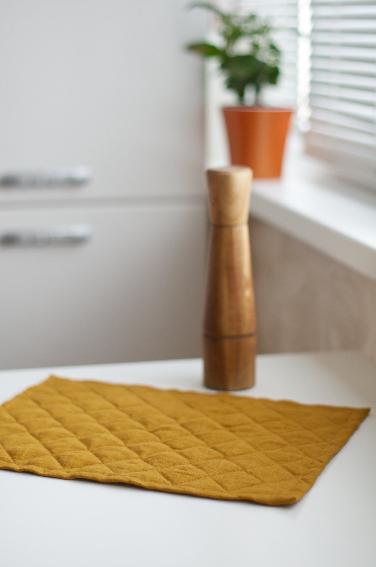 Quilted Linen Placemat in Mustard and Other Colors 100 Pure Etsy