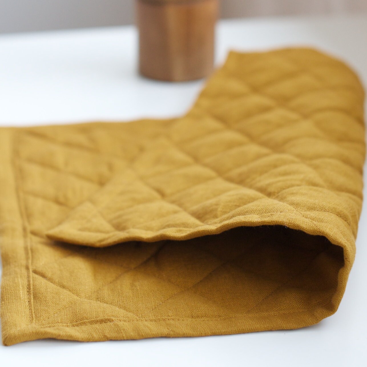 Quilted Linen Placemat in Mustard and Other Colors 100 Pure Etsy