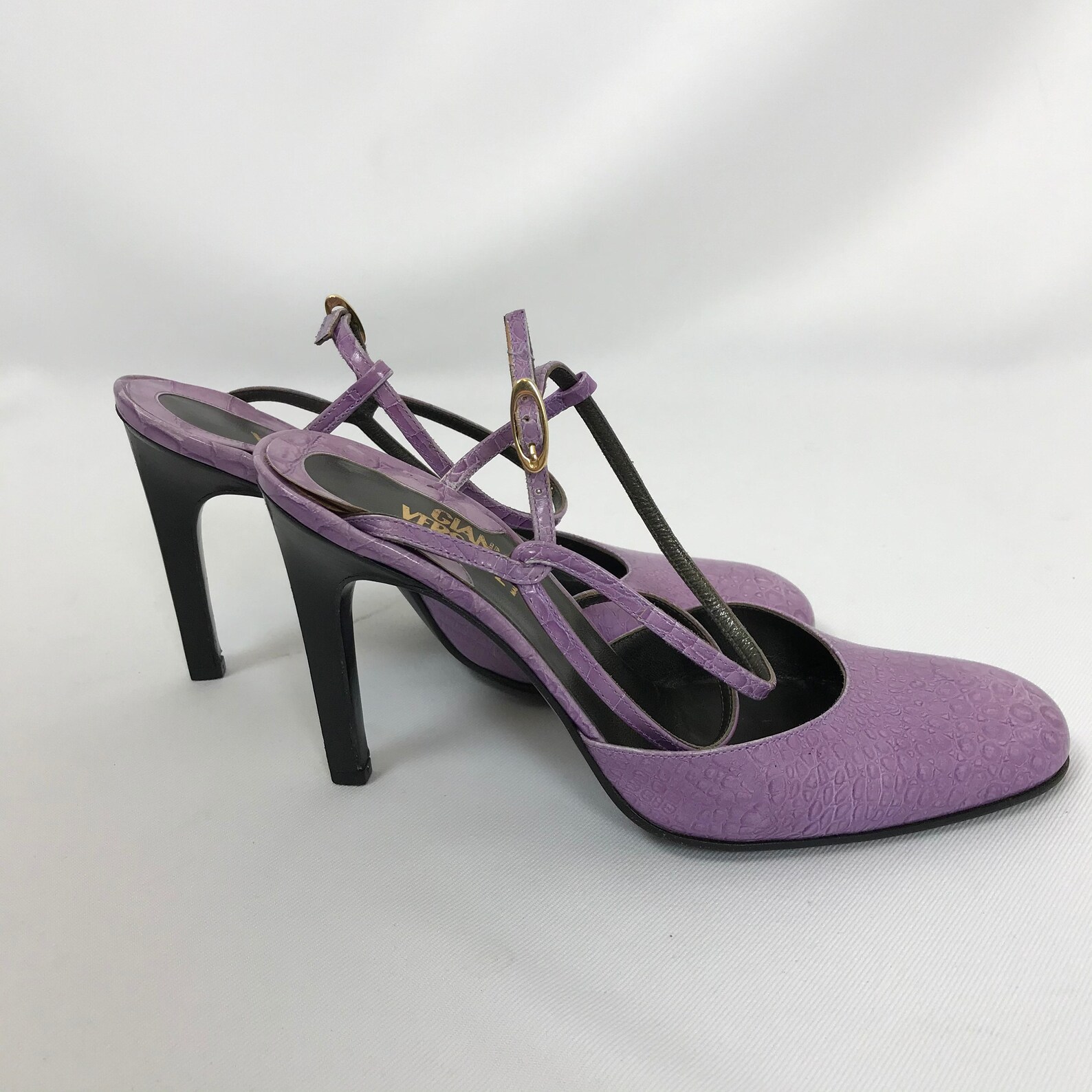 purple versace heels