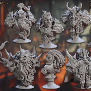 Buste miniature de Nains Magmaforgés D&D de la Guilde des Artisans, impression 3D en résine