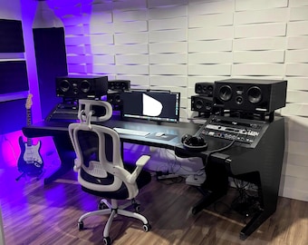 Professional Recording Studio Desk. Digital Drawing.