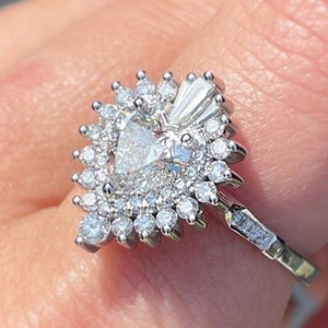 Heart Cut Moissanite Diamond With Star Burst Halo Set In Sterling Silver Engagement Ring Gift For Her, Anniversary Gift For Women