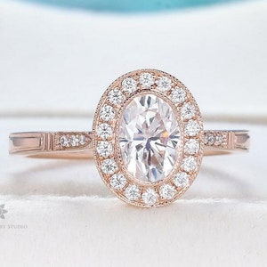 Oval Diamant Halo Massive Gold Verlobungsring OvalSchliff Center Diamant 10K RoseGold Kathedrale Shank Ehering 925 Sterling Silber Ring