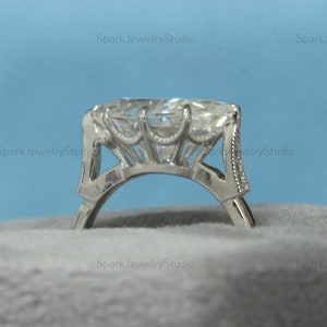 East West Marquise Moissanite Engagement Ring/Solitaire Marquise Art Deco  moissanite engagement ring for bride.