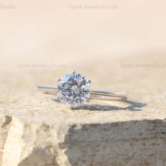 Solitaire Round Moissanite Tulip Setting Engagement Ring Tulip