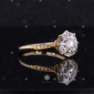 1.5CT Round Cut Moissanite Diamond Solitaire Ring 10K Yellow Gold Engagement Ring, Solitaire Ring, Anniversary Ring, Promise Ring