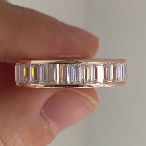 Baguette Cut Lab Grown Diamond Eternity Channel Set Band: 14K Rose Gold Wedding Band