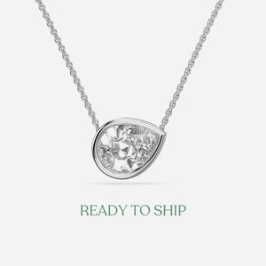 Lab Grown Necklace / Lab Created Pear Diamond Pendant / White Gold Bridal Necklace / Certified Diamond Solitaire Pendant / Anniversary Gift.