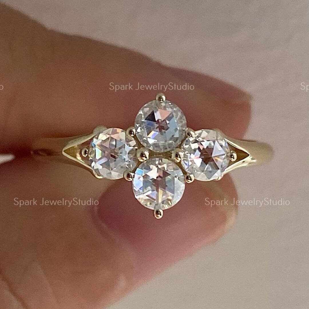 4 Stone Diamond Ring (3.94 ct Diamonds EGLUSA) in White Gold – Beauvince  Jewelry