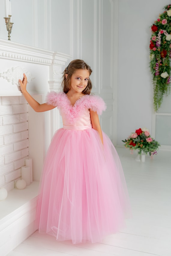 Flower Girl Dress in Pink Blush, Handmade Flower Girl Dress