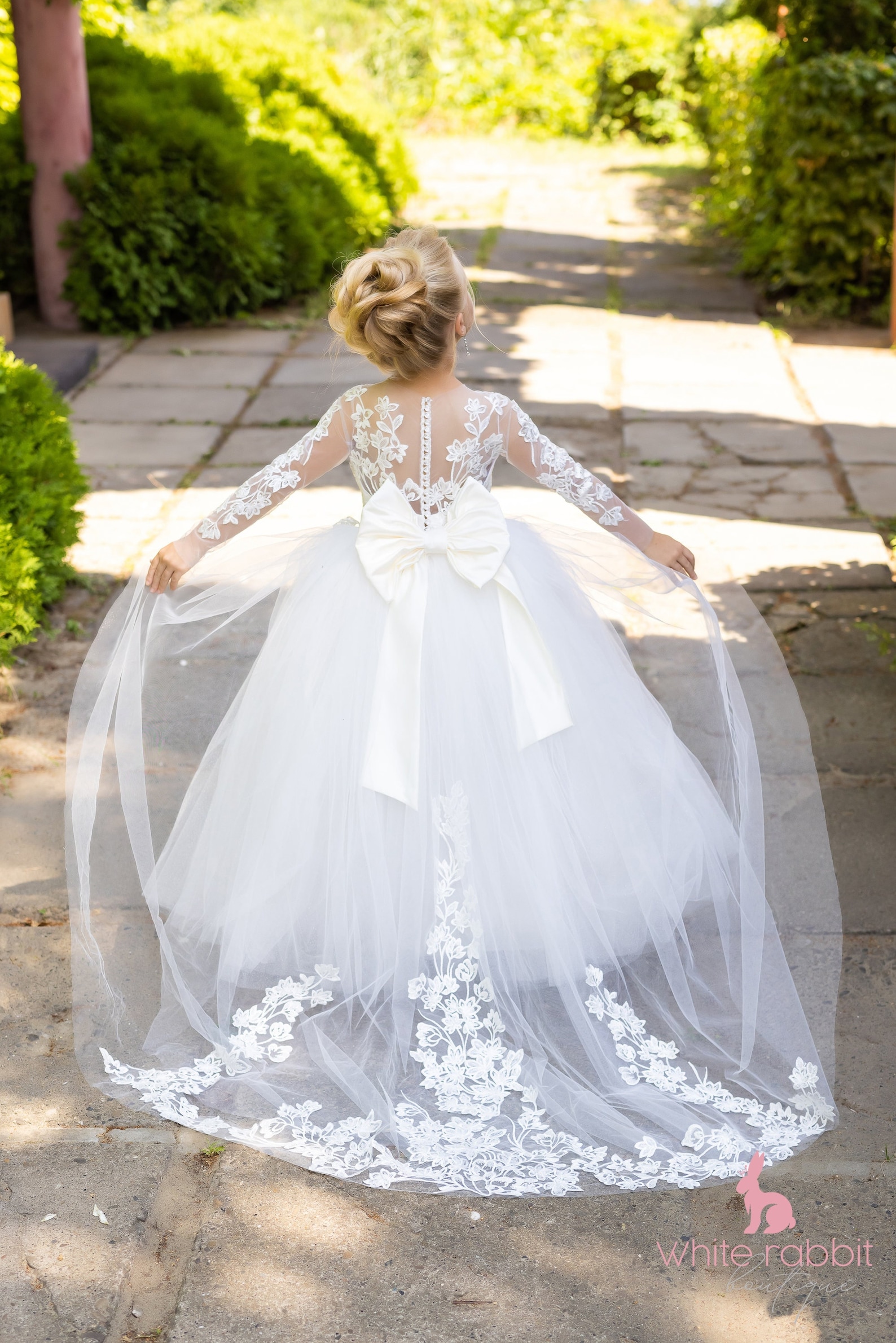 Lace Flower Girl Dress, Flower Girl Dress Long Sleeve, Tulle Baby Dress
