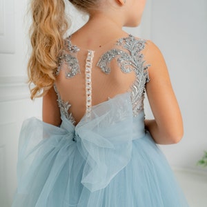 Flower Girls Dress,Blue Flower Girl Dress,Tutu Flower Girl Dress, Lace and tulle flower girl dress, Princess dress, Birthday dress