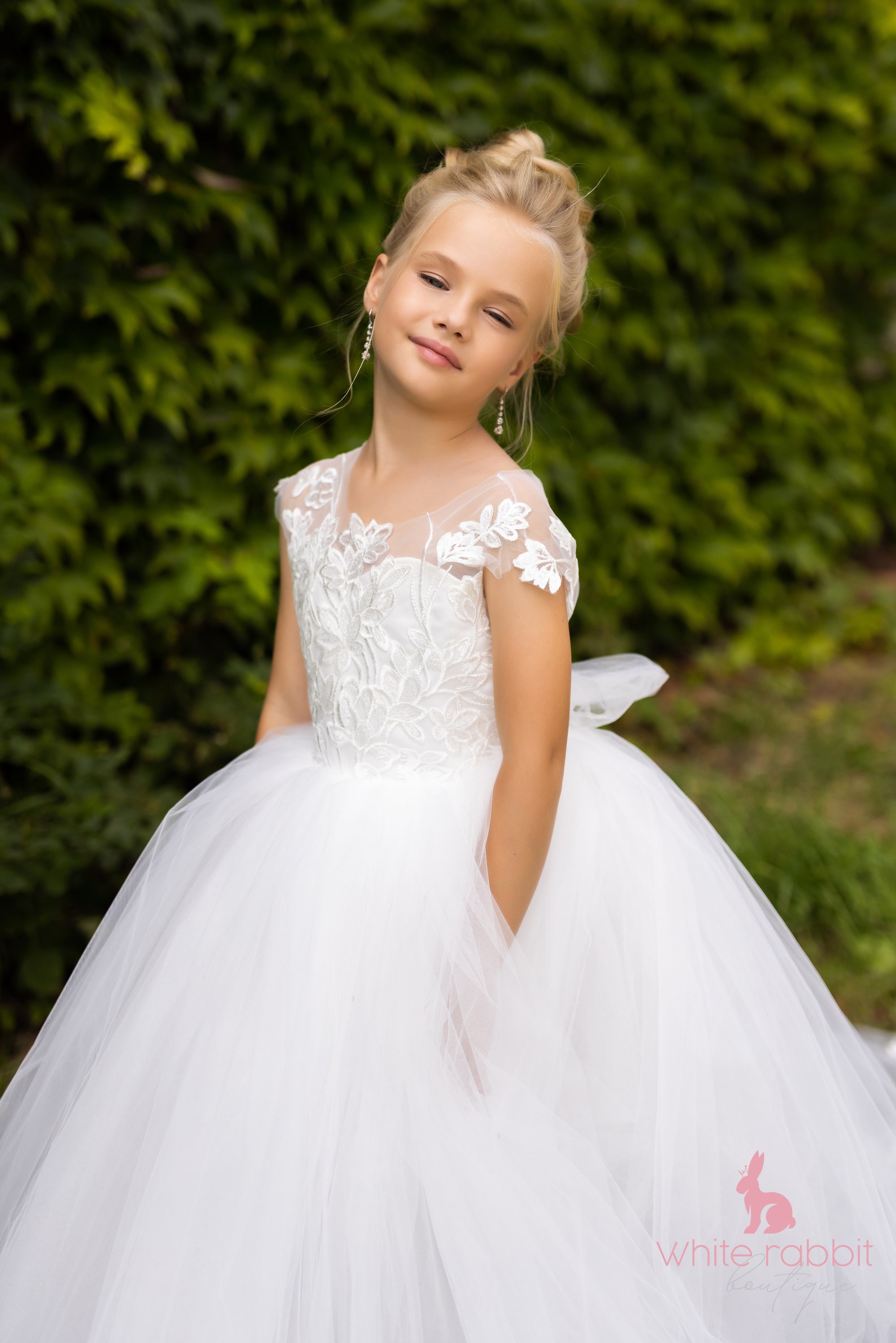 Flower Girl Dress Traingirl Ball Gownivory Flower Girl - Etsy