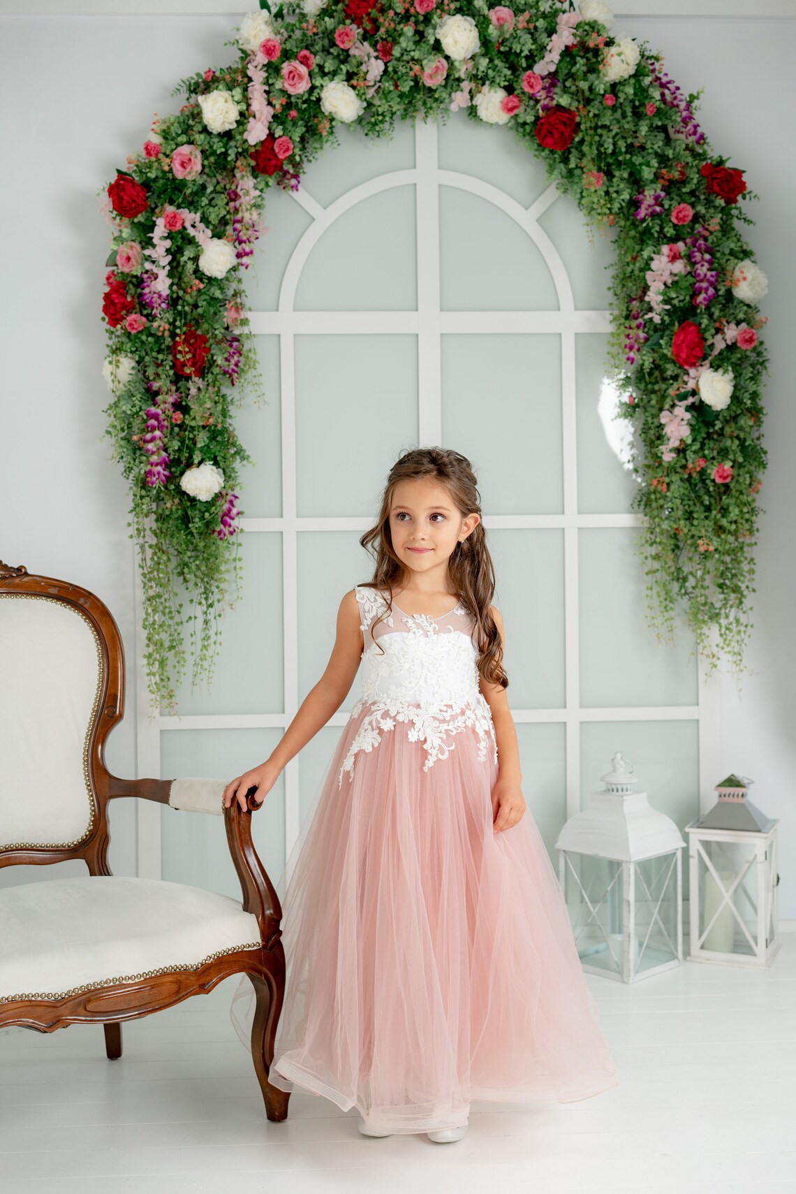 Tutu flower girl dress Lace and tulle ivory wedding dress Etsy