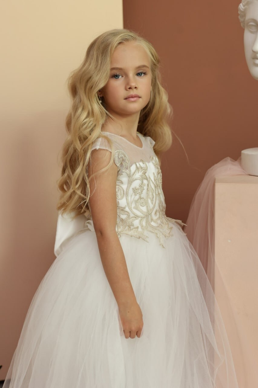 Ivory With Gold Dress for Girl Flower Girl Dress Ivory Etsy