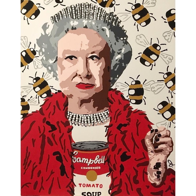 Queen Elizabeth II Queen Elizabeth II Art the Queen Wall Etsy