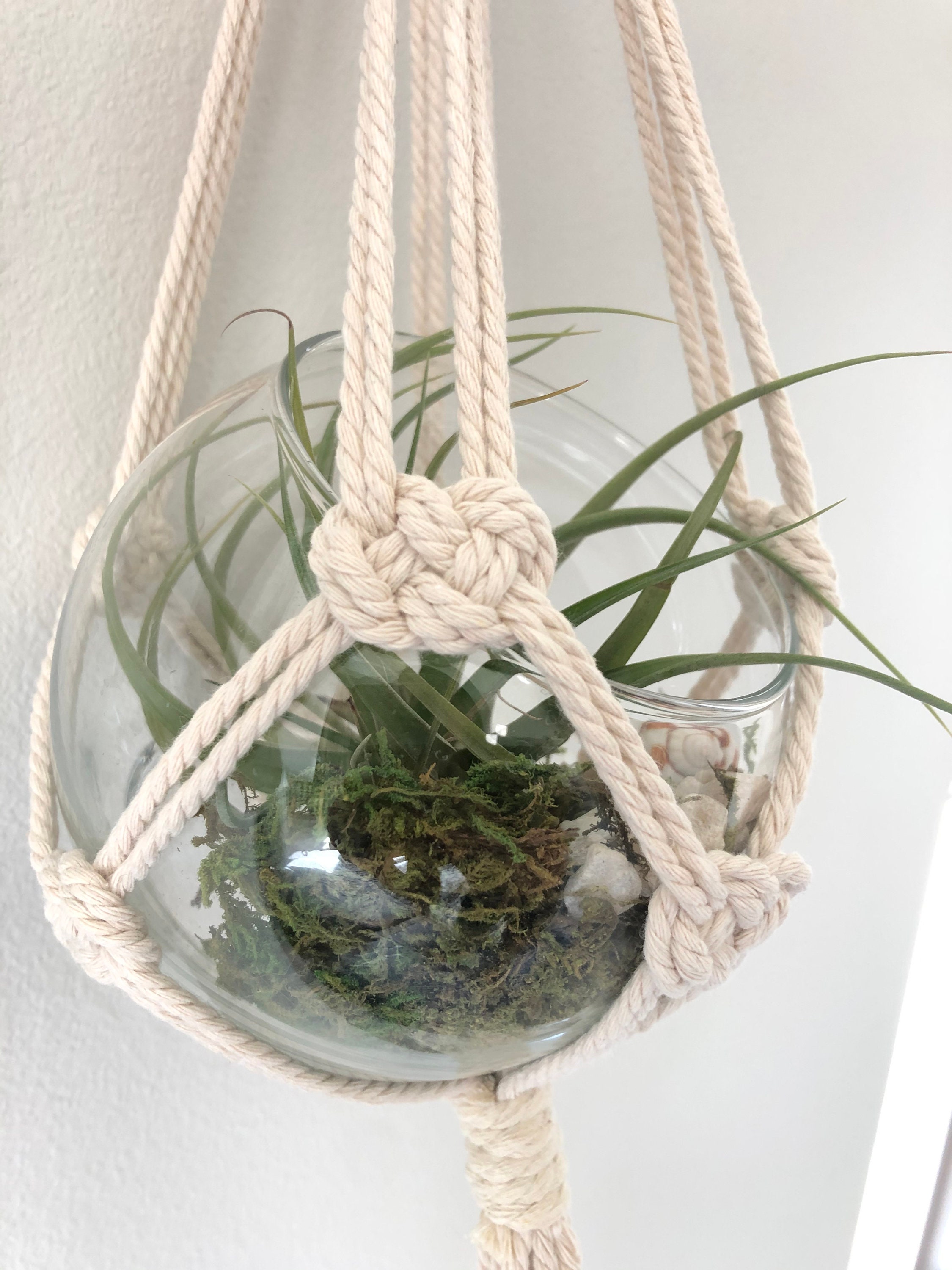 Handmade Macrame Glass Terrarium Hanger Terrarium Included Etsy