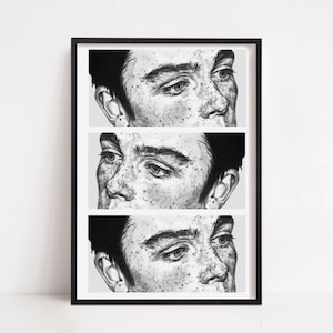 Sommersprossen Junge Graphit Bleistift Zeichnung Druck | A5 A4 A3 |