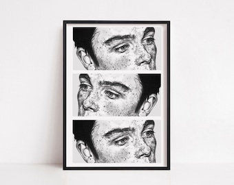 Freckled Boy Graphite Lápiz Dibujo Impresión / A5 A4 A3 /