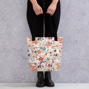 Tote Bag &quot;Pastel Garden&quot; - Floral Elegance and Soft Colors by Ink Tote Art - Perfect for Shopping, Beach, and Everyday Use