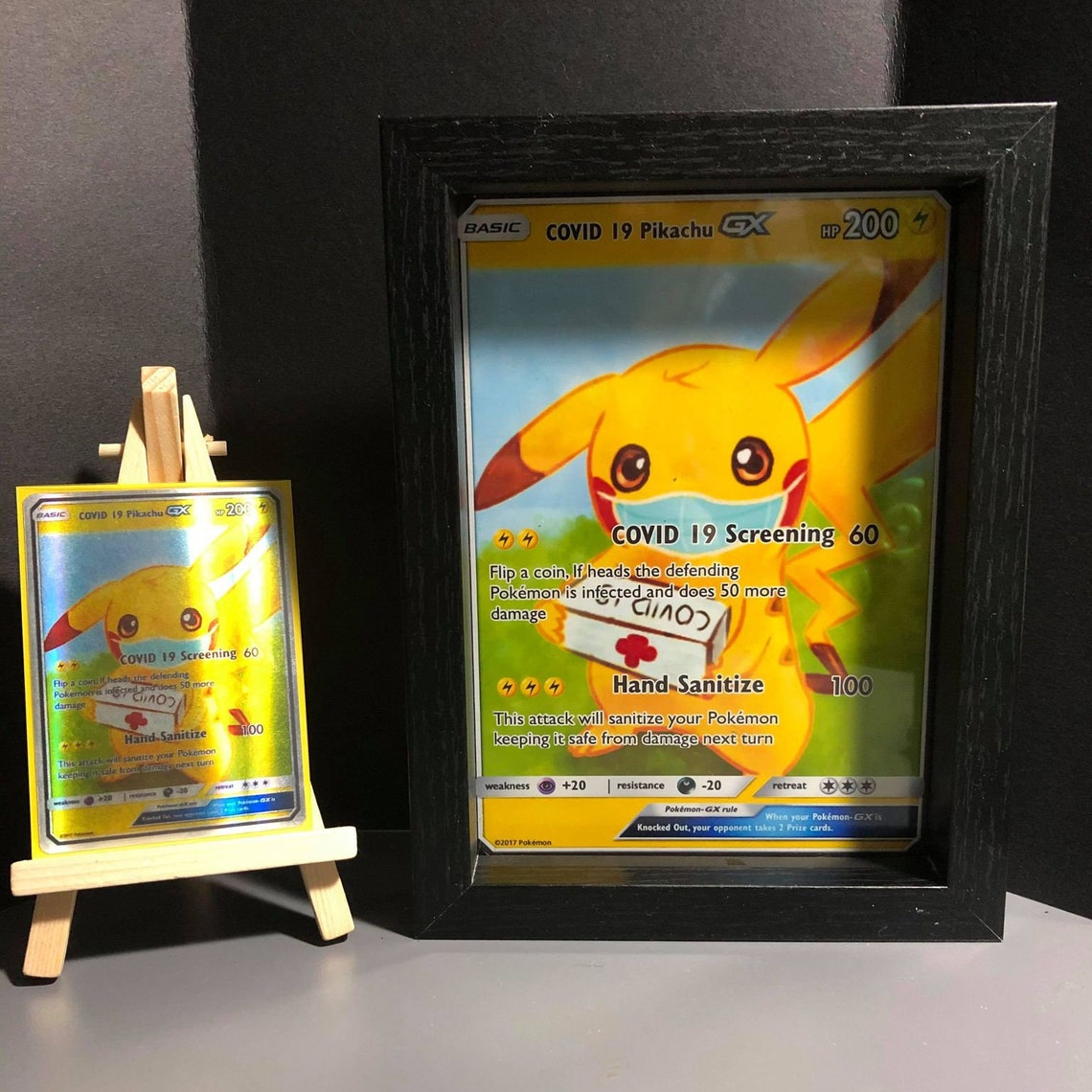 Custom Holographic Pokemon Card With Framed 5x7 Etsy
