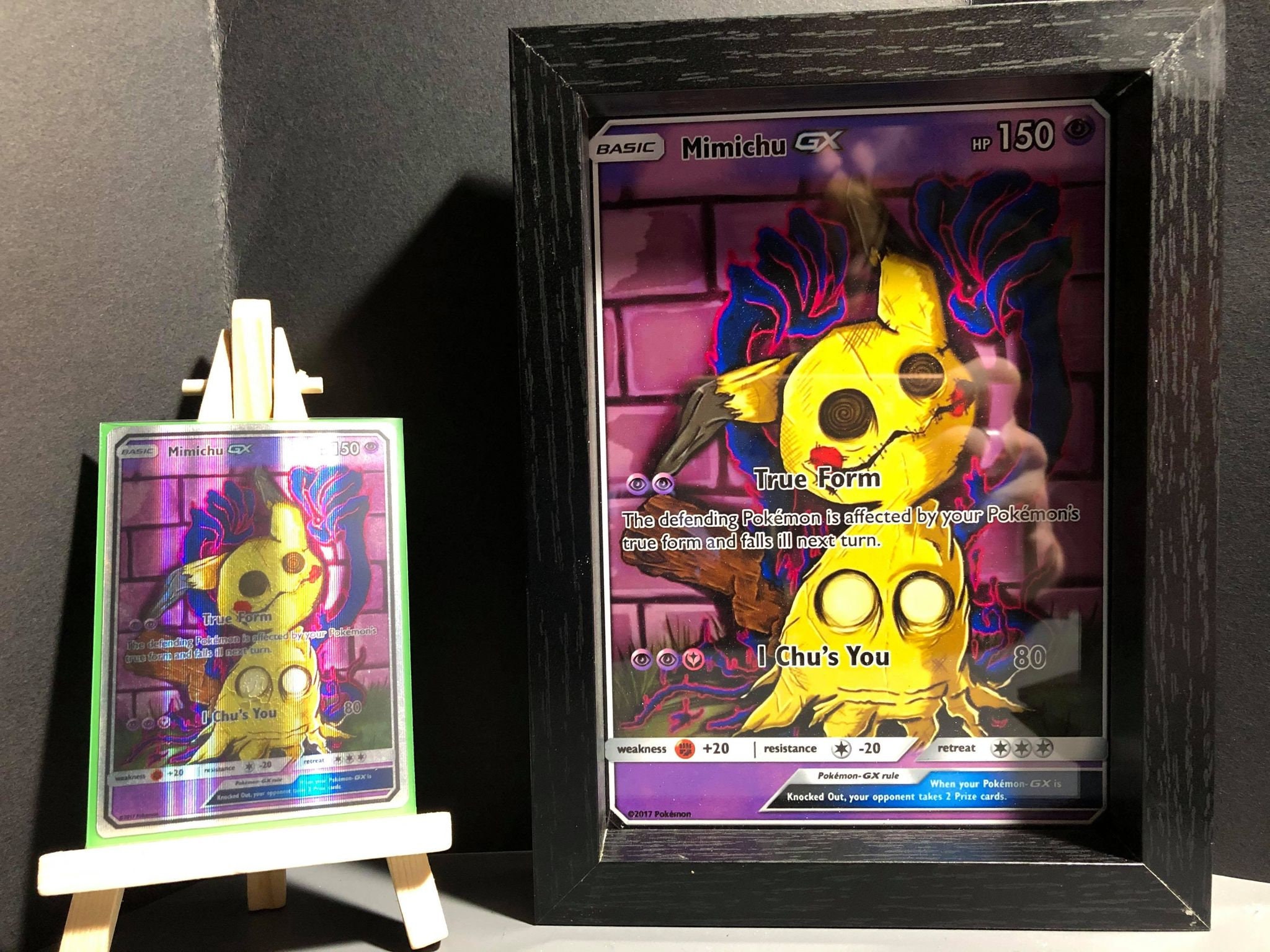 Custom Holographic Pokemon Card With Framed 5x7 - Etsy
