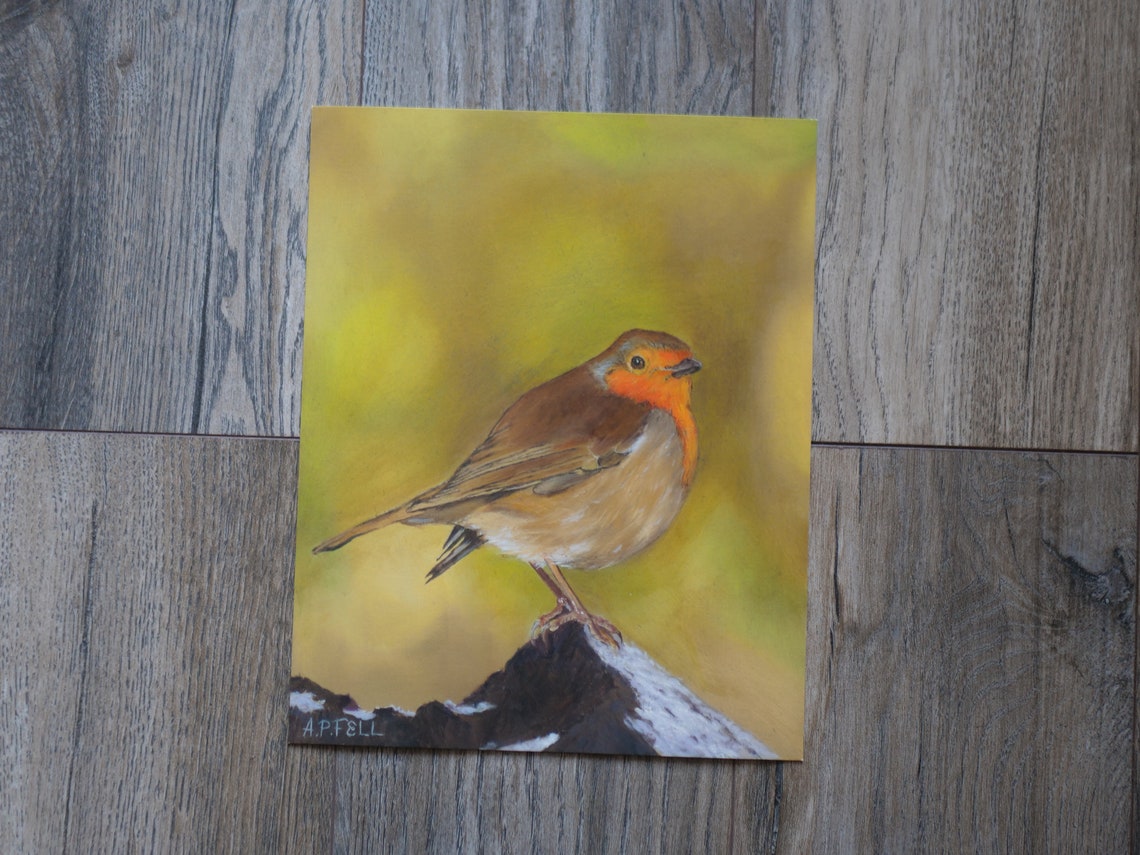 Robin Oil Painting Print Realistic Robin Wall Art Oil Etsy