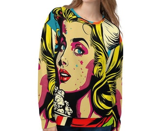Pop Art Sweatshirt | Comic Book Print Colorful Pullover | Pop Culture Apparel | For Women Men