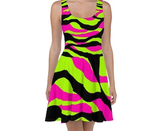 Neon Lime Green Skater Dress - Etsy