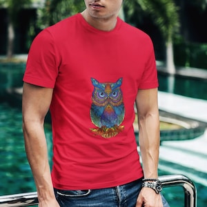 Owl Graphic Bella Canvas Short Sleeve Cotton T-Shirt, Cute Owl Unisex T shirt